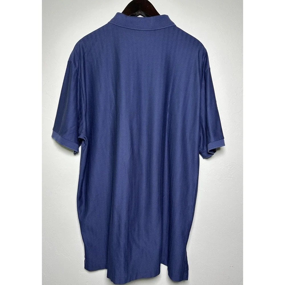 Polo Ralph Lauren Mens XXL Blue Herringbone Pima Cotton Polo Shirt Pony Logo